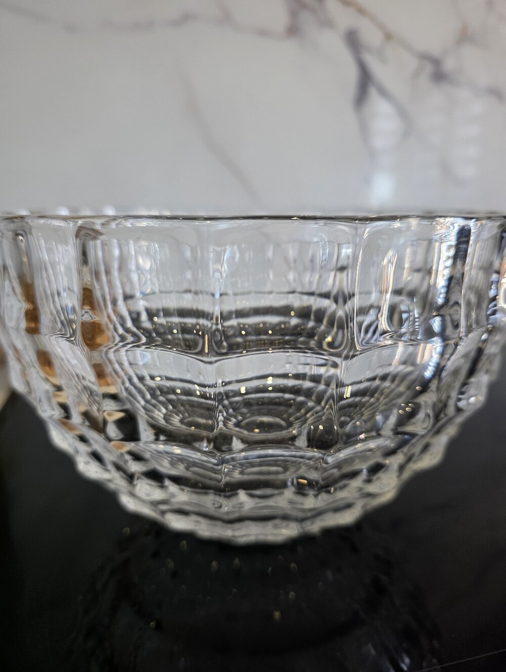 Clear Textured Glass Serving Bowl - Elegant Home Dining D 8.5"× H 6" Medium Size